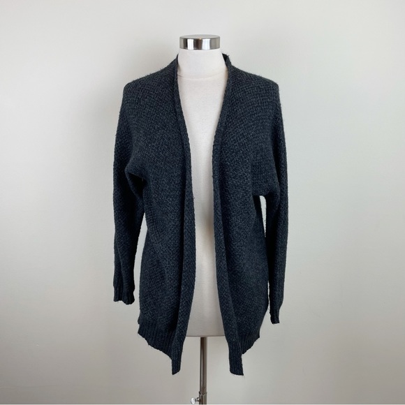 Express Sweaters - Express Wool Blend Black Gray Knit Open Front Cardigan Sweater Women Small